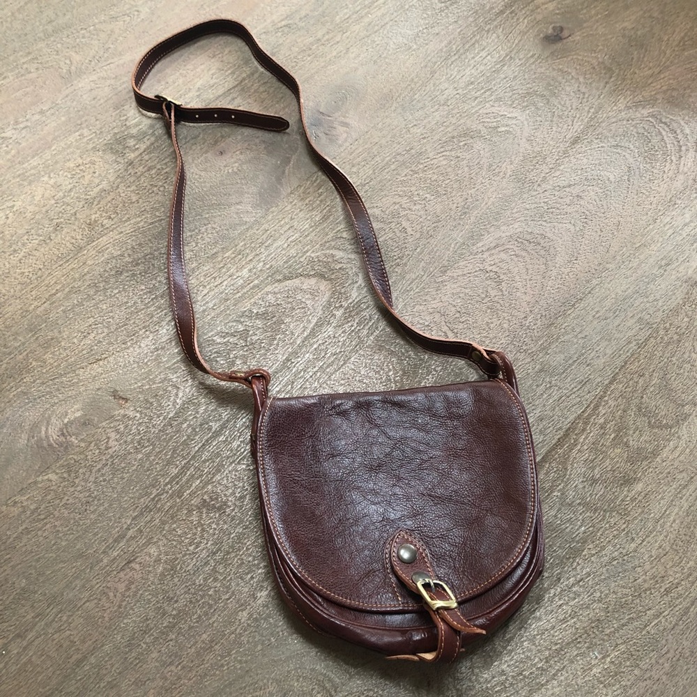 Brown 100% Leather Cross Body  Bag Purse  EUC